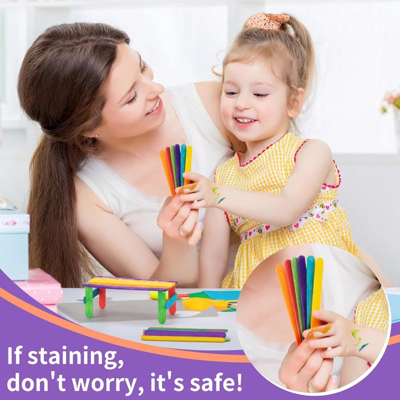 WISYOK 2000 Pcs Colored Popsicle Sticks for Crafts, 4.5 Inch Colored Wooden Craft Sticks, Ice Cream Sticks, Rainbow Popsicle Sticks, Great for DIY Craft Creative Designs and Handicraft - Image 5